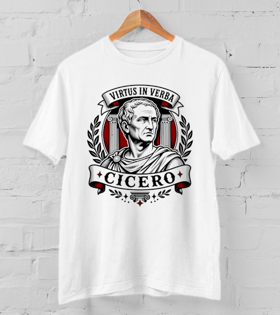 Virtus In Verba Cicero Roman Orator Laurel Columns T-Shirt
