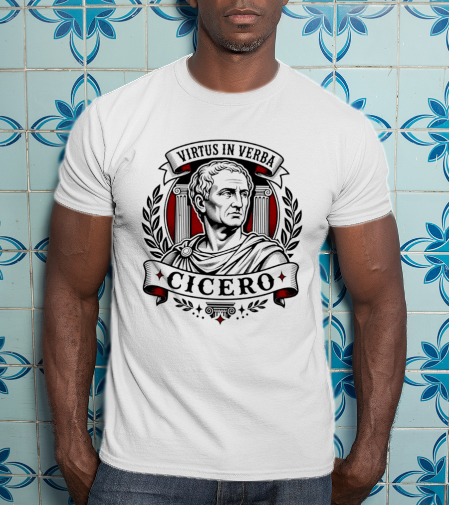 Virtus In Verba Cicero Roman Orator Laurel Columns T-Shirt
