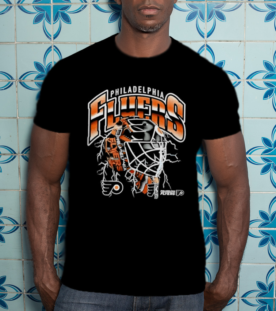 Philadelphia Flyers Crease Lightning Hockey Mask T-Shirt