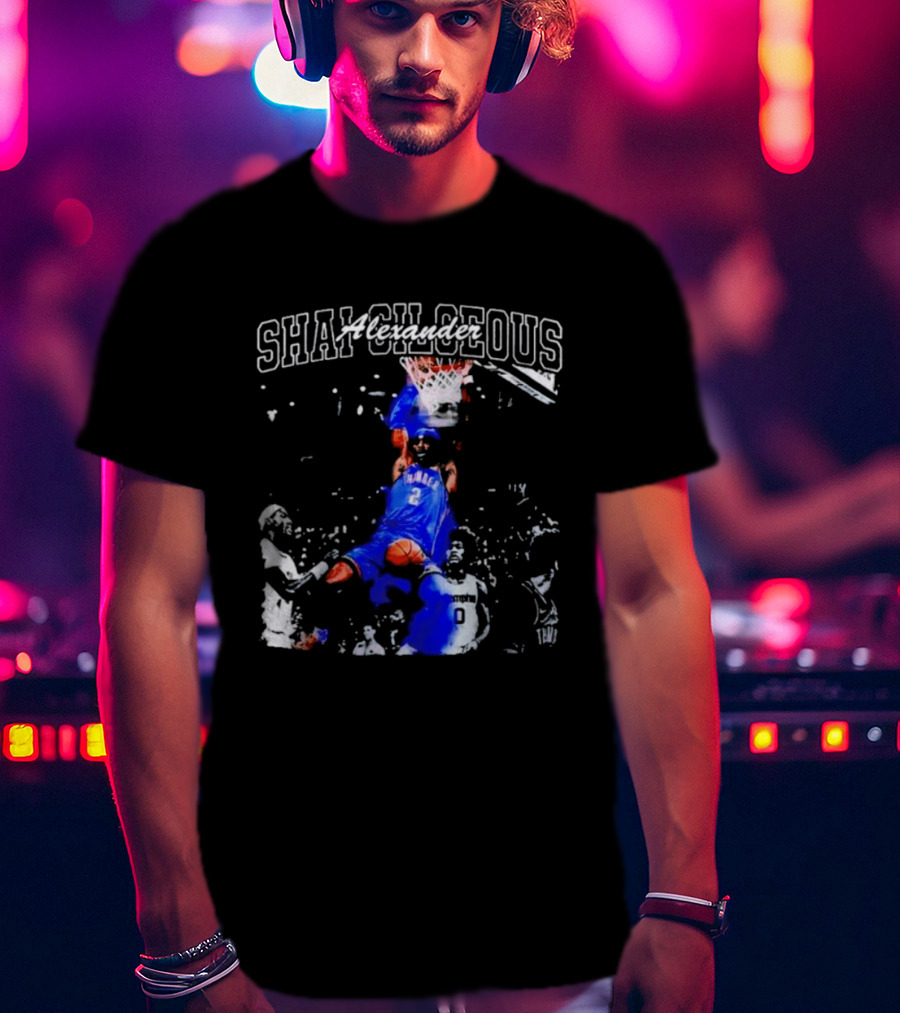 Shai Gilgeous Alexander Thunder Dunk Legacy Basketball Action T-Shirt