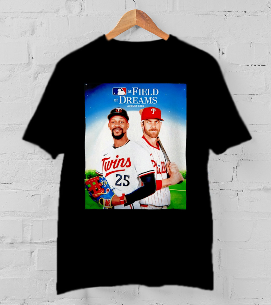 Twins Buxton Vs Phillies Harper MLB At Field Of Dreams August 2026 T-Shirt
