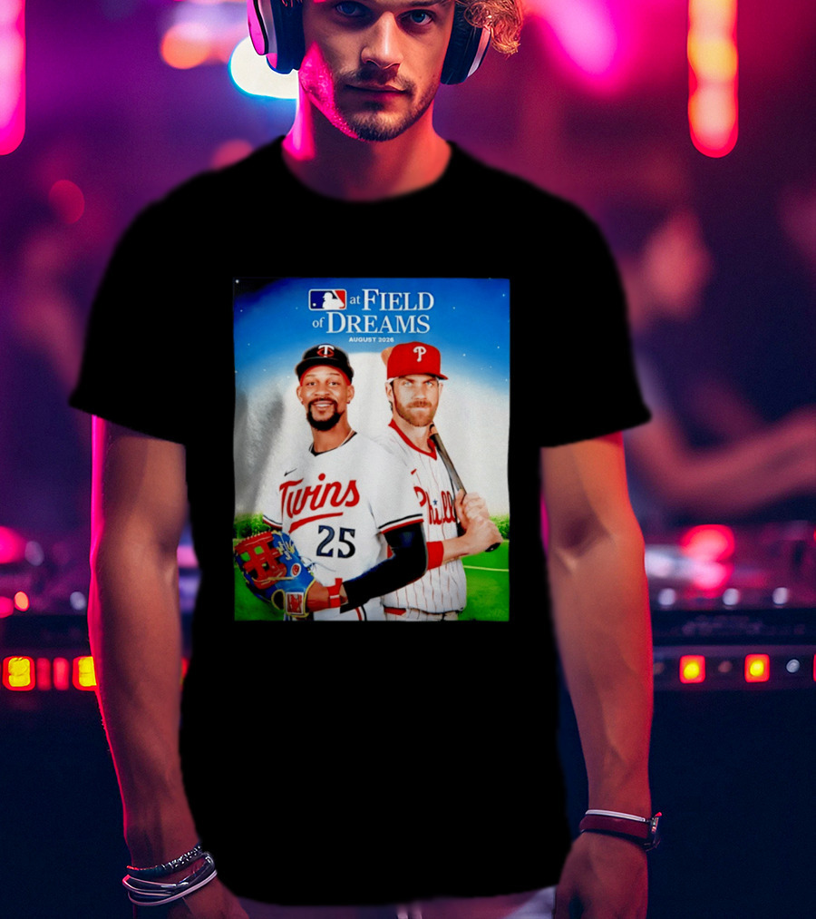 Twins Buxton Vs Phillies Harper MLB At Field Of Dreams August 2026 T-Shirt