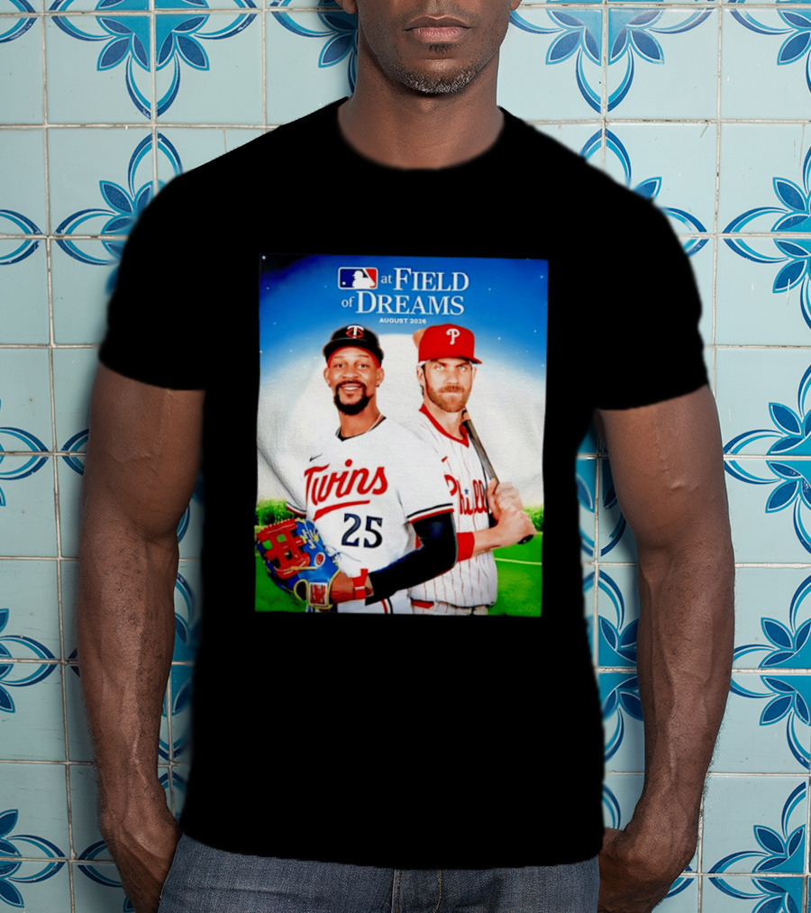 Twins Buxton Vs Phillies Harper MLB At Field Of Dreams August 2026 T-Shirt