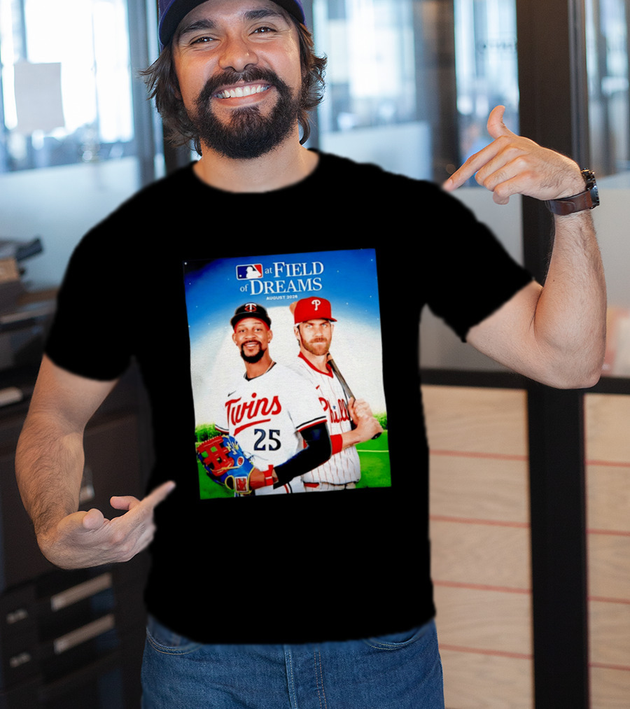 Twins Buxton Vs Phillies Harper MLB At Field Of Dreams August 2026 T-Shirt