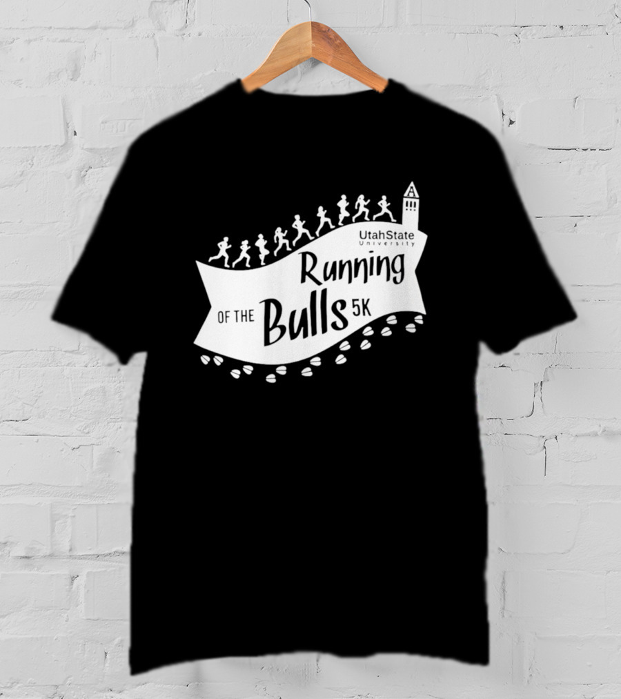 Utah State Running Of The Bulls 5K Event With Runners And Tower T-Shirt