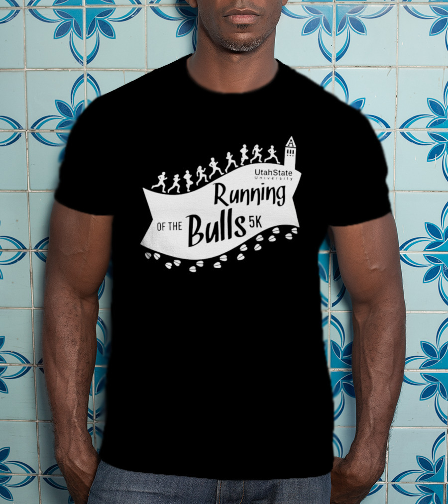 Utah State Running Of The Bulls 5K Event With Runners And Tower T-Shirt