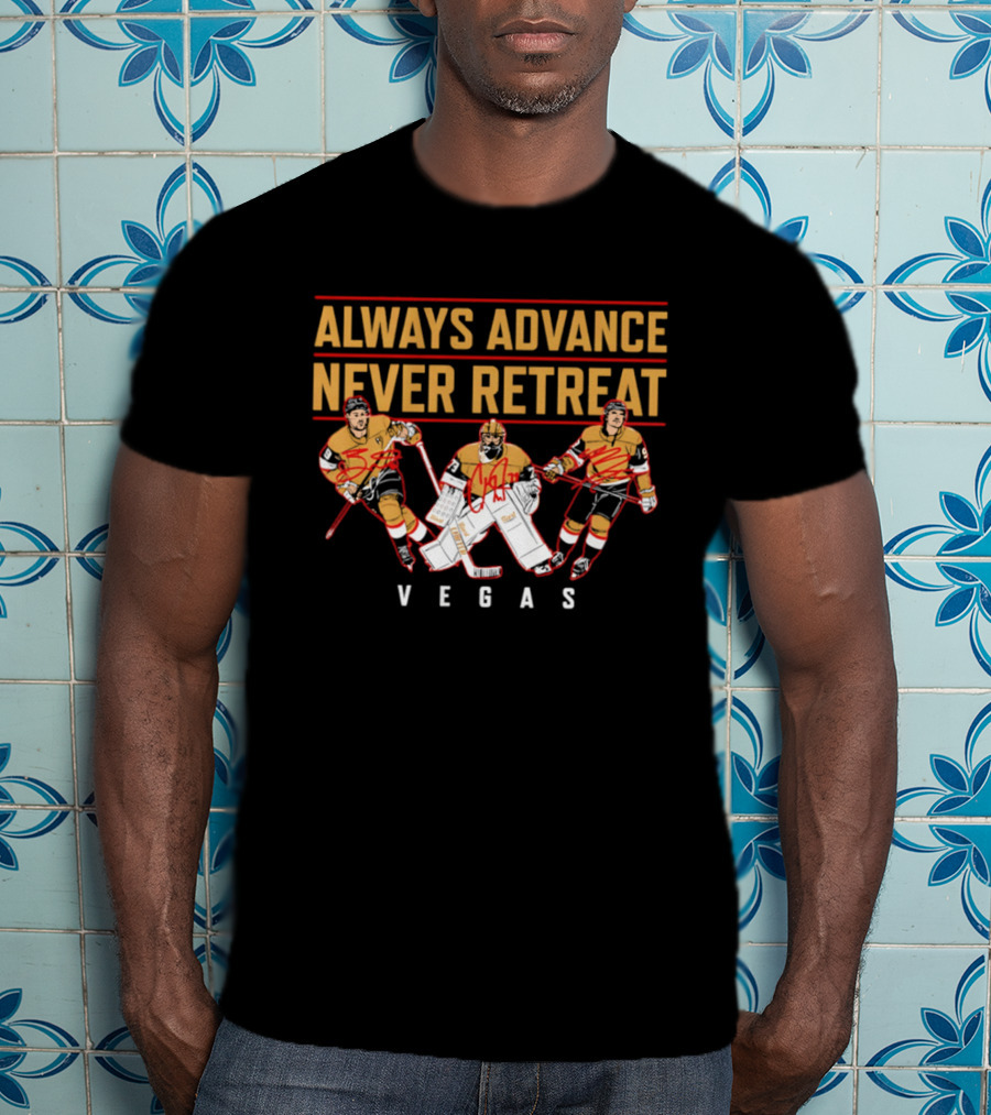 Vegas Hockey Always Advance Never Retreat Energetic Ice Skating Team Spirit T-Shirt