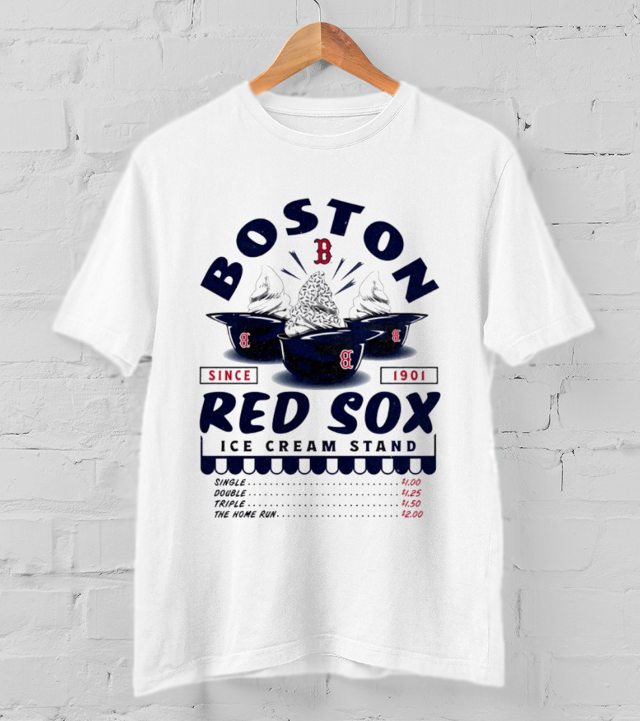 Boston Red Sox Ice Cream Stand Since 1901 Single Double Triple Home Run T-Shirt