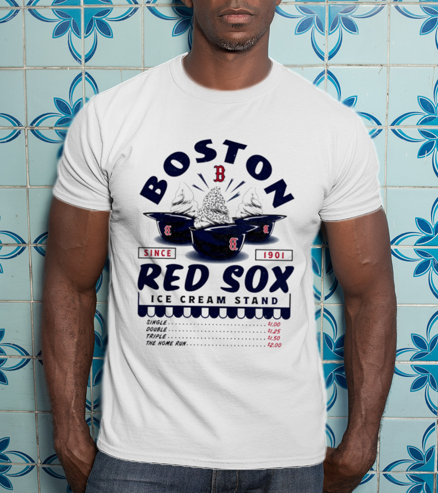 Boston Red Sox Ice Cream Stand Since 1901 Single Double Triple Home Run T-Shirt