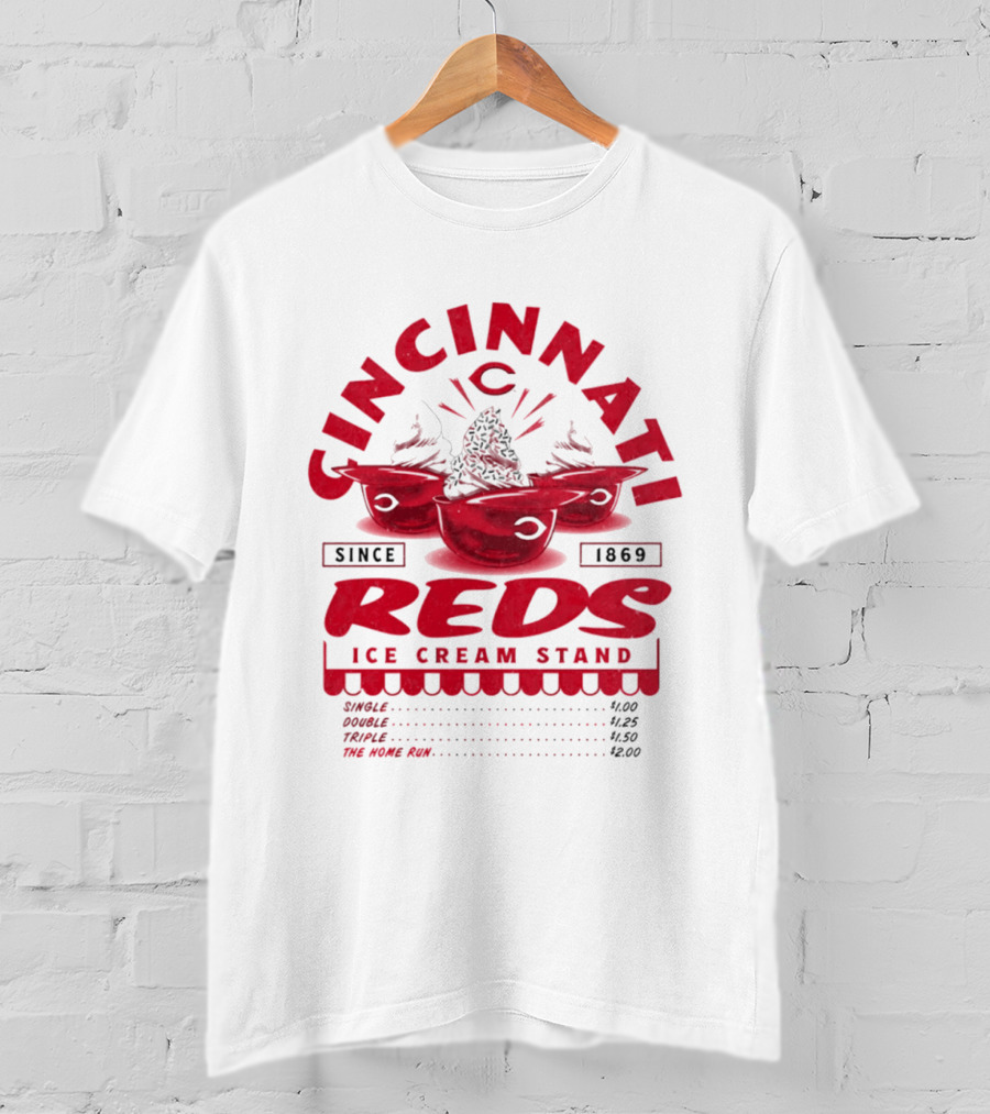 Cincinnati Reds Ice Cream Stand Since 1869 Baseball Nostalgia T-Shirt