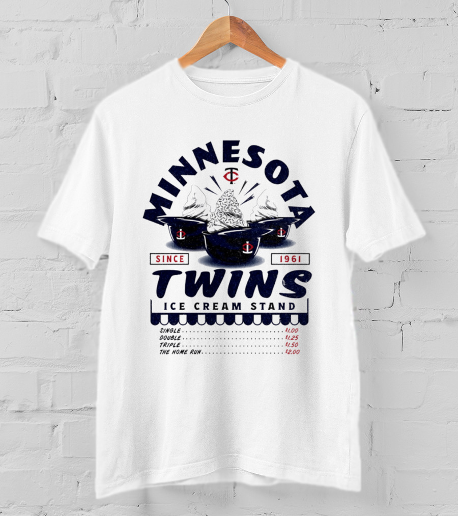 Minnesota Twins Ice Cream Stand Since 1961 Baseball Team Cups And Prices T-Shirt