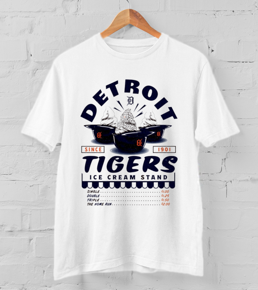 Detroit Tigers Ice Cream Stand Since 1901 Baseball Treats T-Shirt