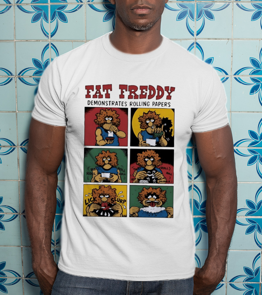 Fabulous Furry Freak Brothers Fat Freddy Rolling Papers Guide Comic Panels T-Shirt