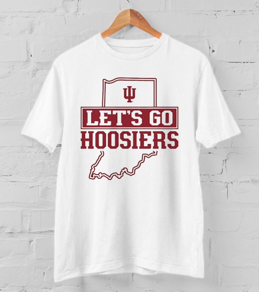Indiana Let's Go Hoosiers IU State Map T-Shirt