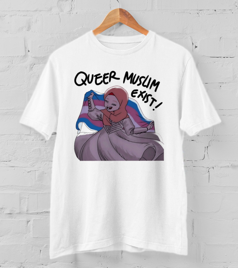 Queer Muslim Exist Transgender Flag Hijab Representation T-Shirt