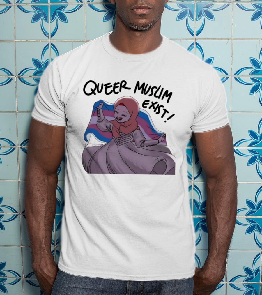 Queer Muslim Exist Transgender Flag Hijab Representation T-Shirt