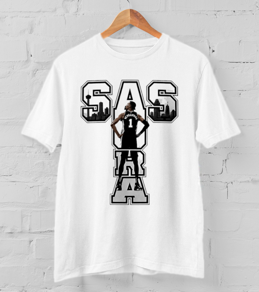 San Antonio SAS Aura Victor Wembanyama Basketball Skyline T-Shirt