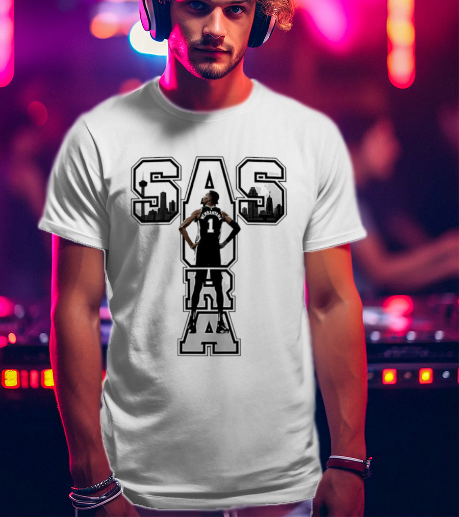 San Antonio SAS Aura Victor Wembanyama Basketball Skyline T-Shirt