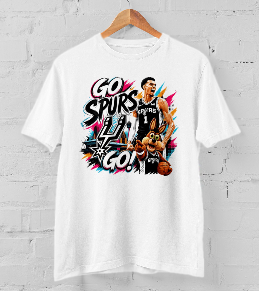 Go Spurs Go San Antonio Spurs Victor Wembanyama City Skyline T-Shirt