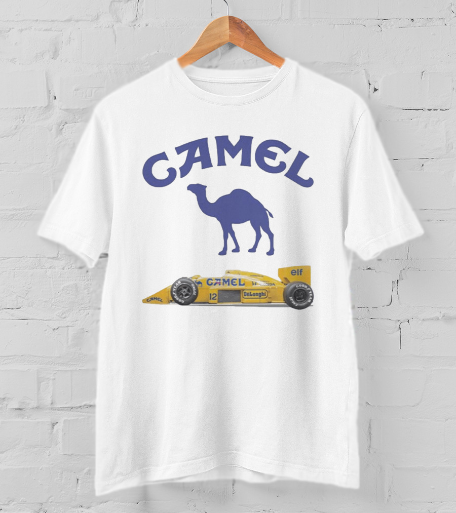 Camel F1 Racing Car With Camel Logo And Elf Branding T-Shirt