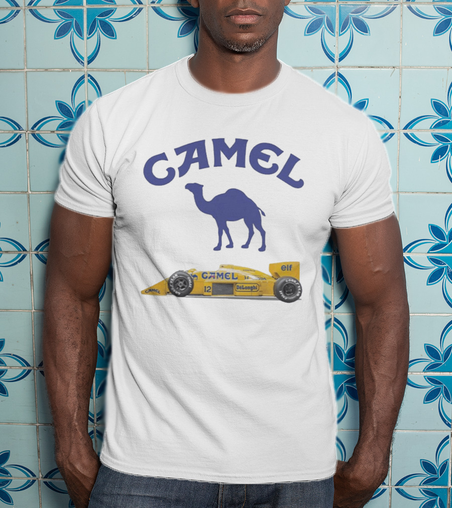 Camel F1 Racing Car With Camel Logo And Elf Branding T-Shirt