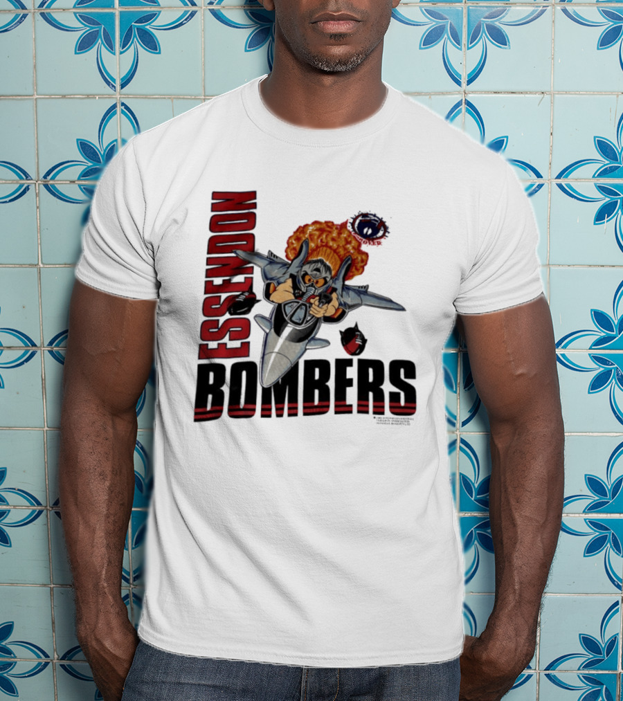 Essendon Bombers Fighter Jet Character Vintage 1992 T-Shirt