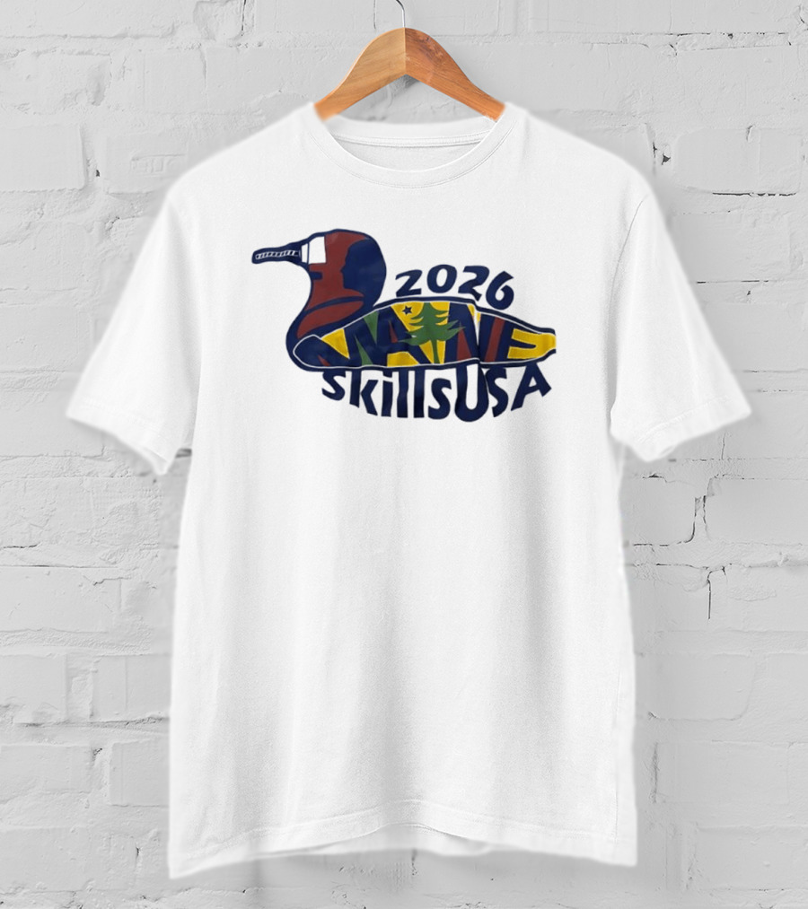 Maine 2026 SkillsUSA Loon Silhouette With State Flag T-Shirt