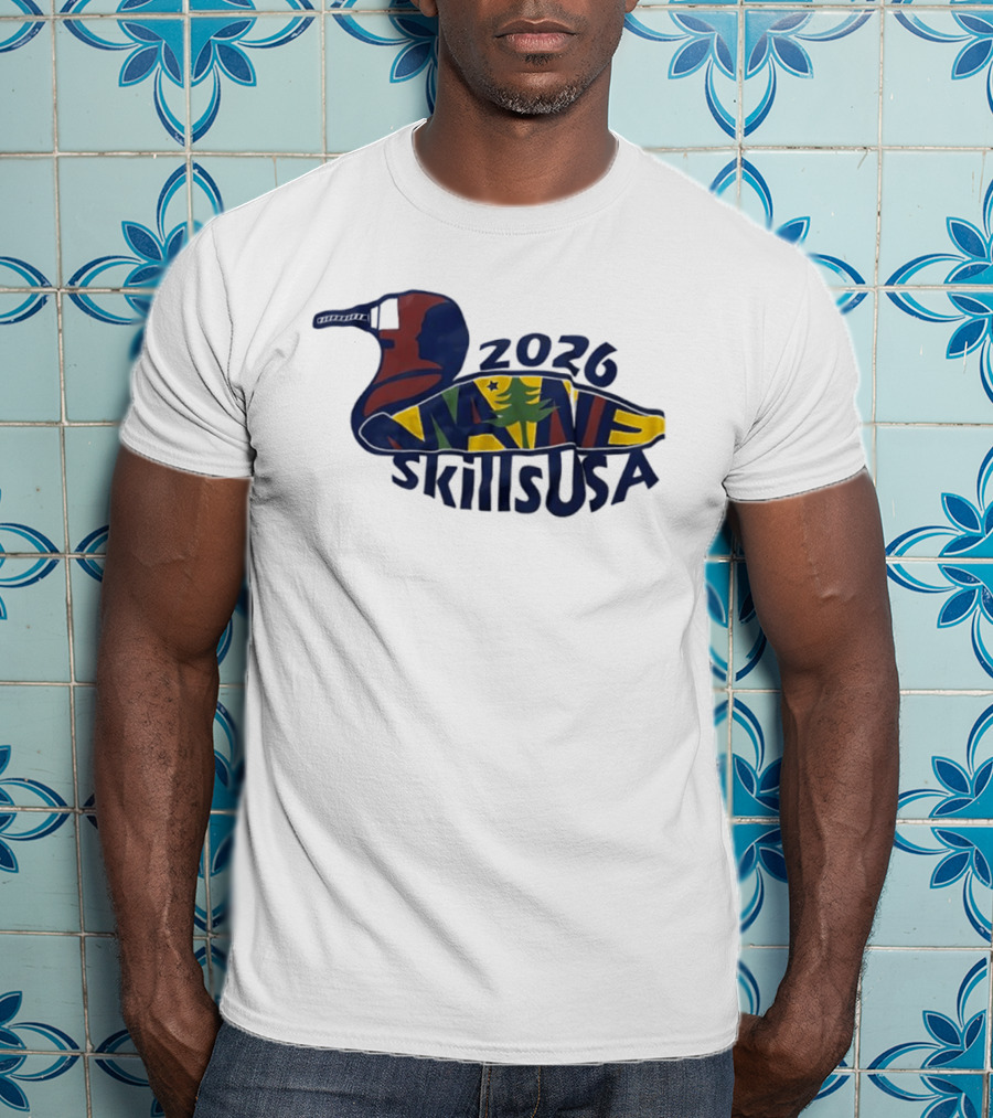 Maine 2026 SkillsUSA Loon Silhouette With State Flag T-Shirt