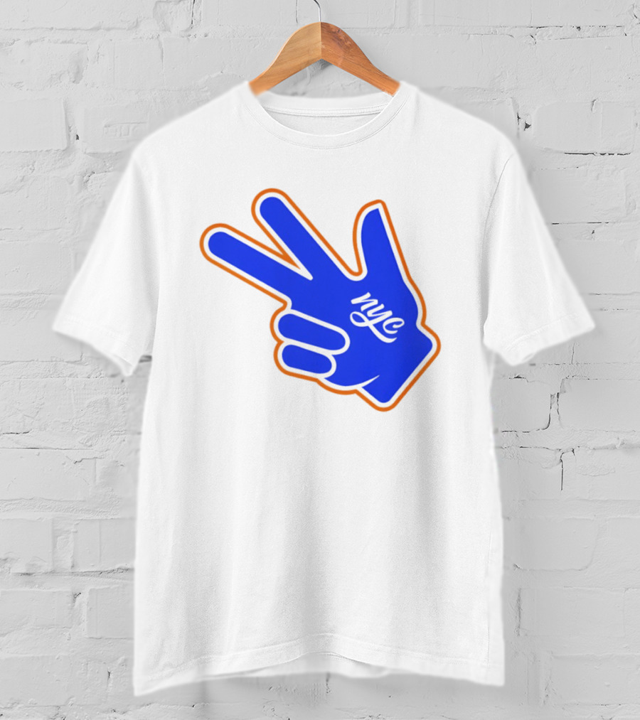 New York Knicks NYC Basketball Peace Sign Three Pointer T-Shirt
