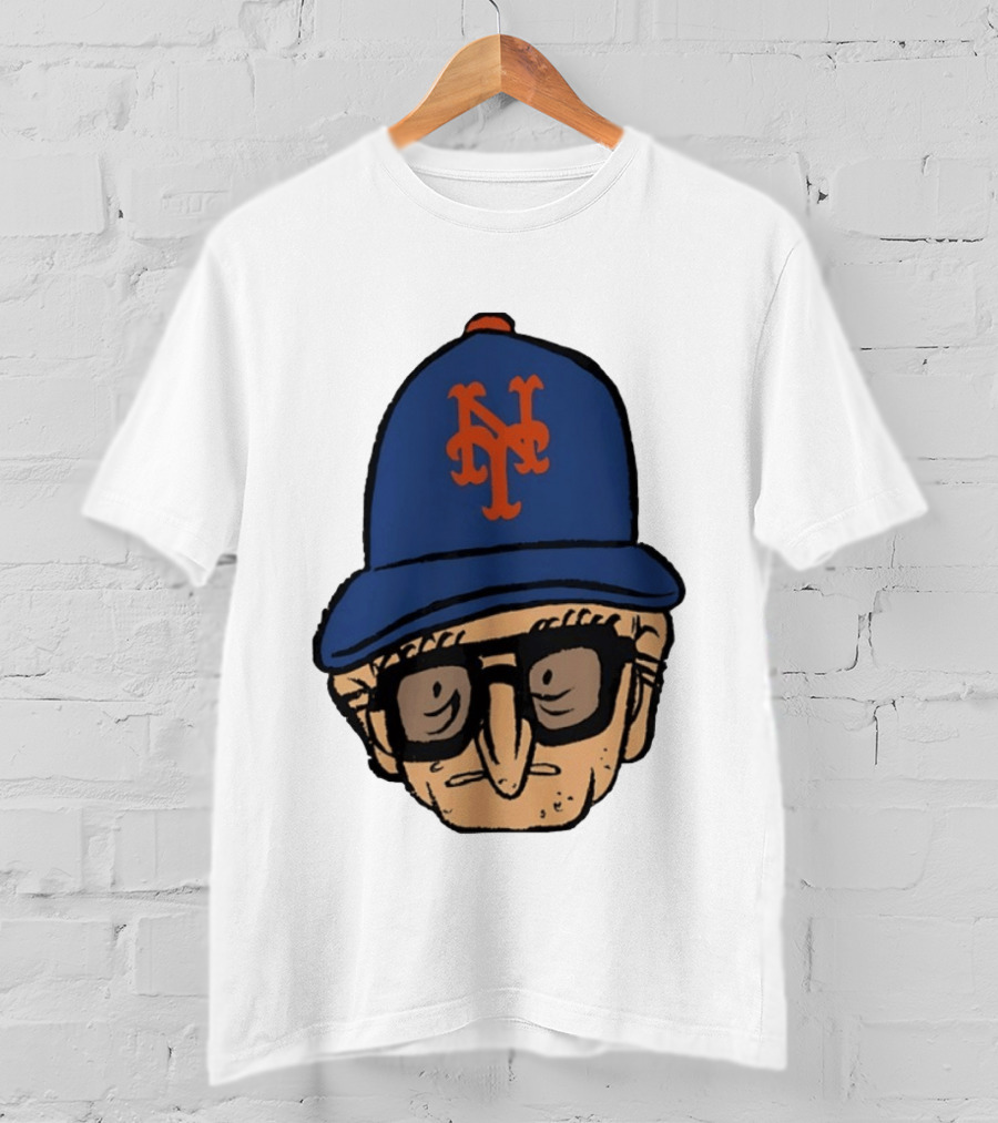 Old Jewish Men Big Head Caricature Mets Cap T-Shirt