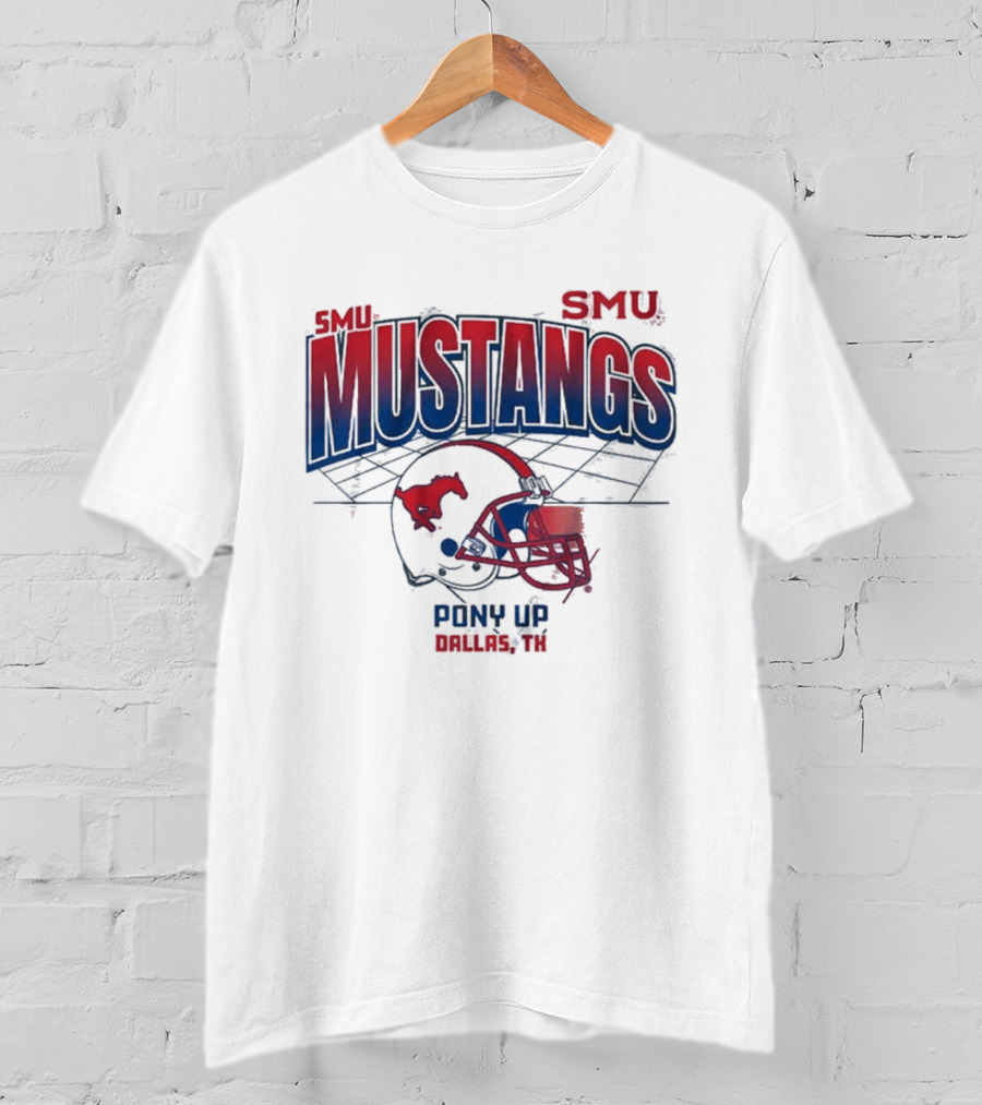 SMU Mustangs Pony Up Dallas Texas Football Helmet T-Shirt