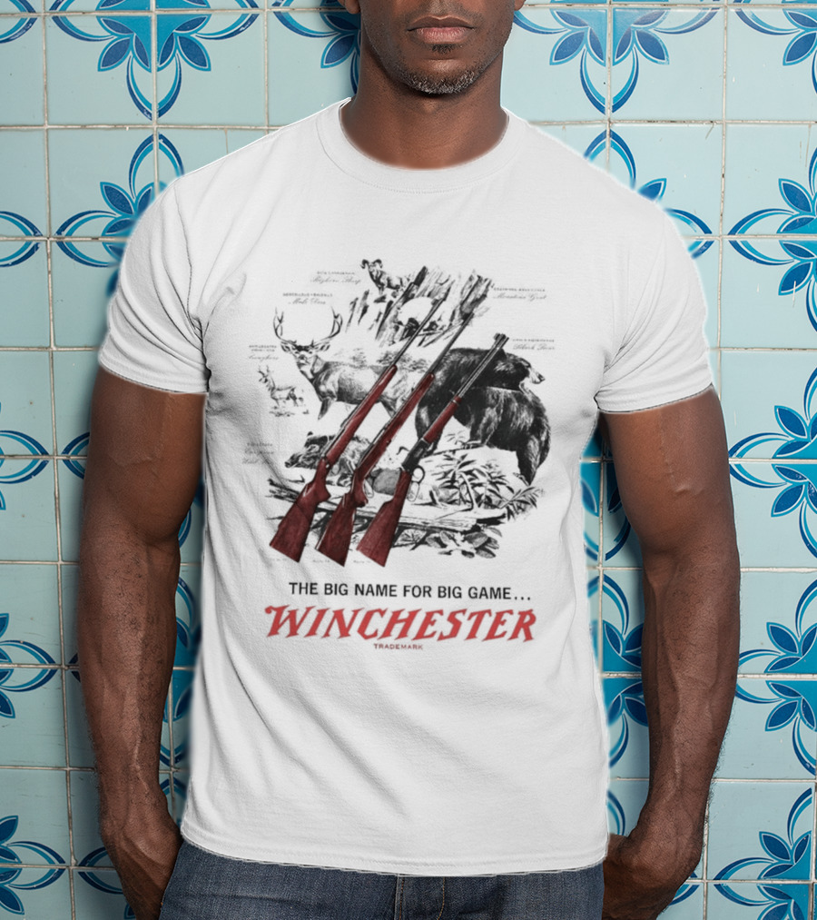 The Big Name For Big Game Winchester Heavyweight Three Rifles T-Shirt