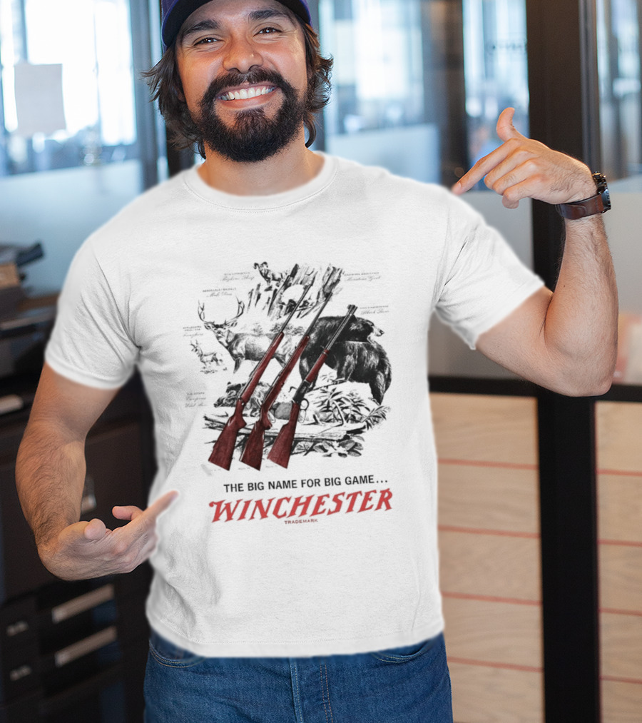 The Big Name For Big Game Winchester Heavyweight Three Rifles T-Shirt