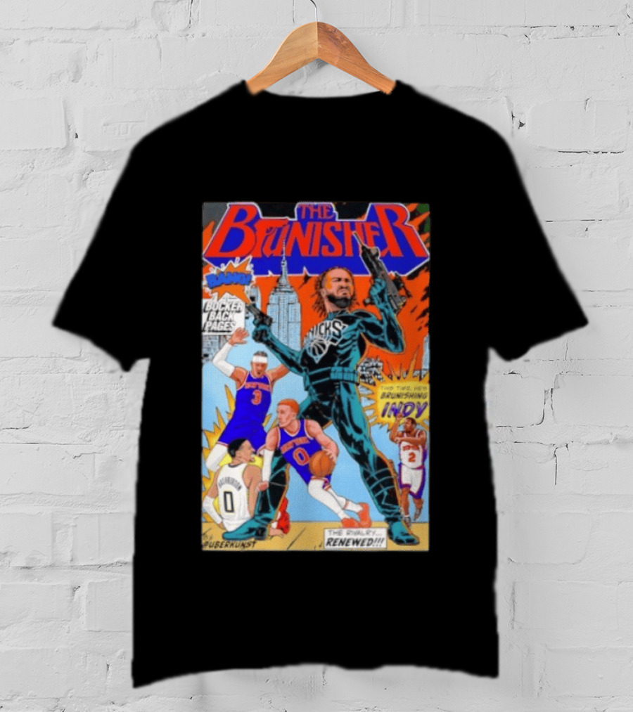 Knicks Comic Crossover The Brunisher Bocker Backpages Featuring Empire State Building T-Shirt