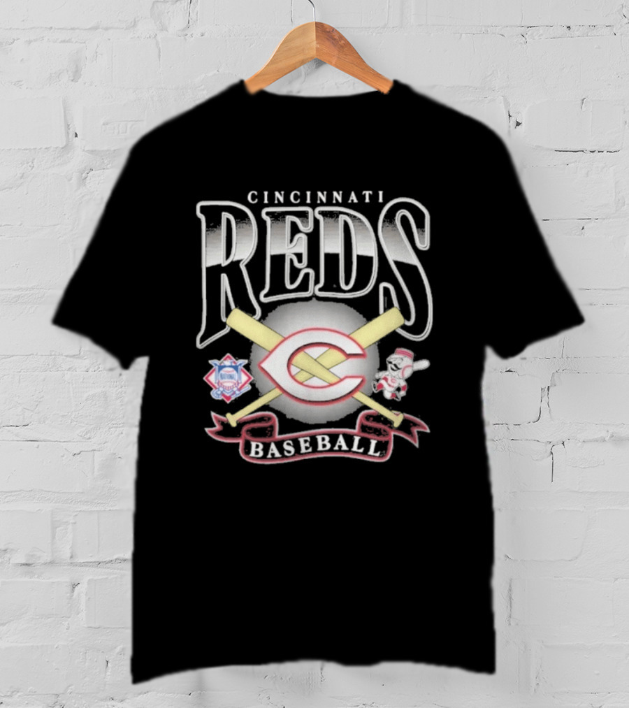 Cincinnati Reds Baseball Crossed Bats Mascot Chrometown Collection T-Shirt