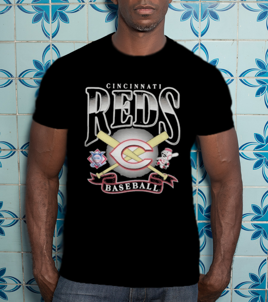 Cincinnati Reds Baseball Crossed Bats Mascot Chrometown Collection T-Shirt