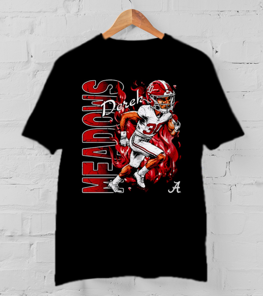 Derek Meadows Alabama Football NCAA Caricature Crimson Tide Player No. 30 T-Shirt