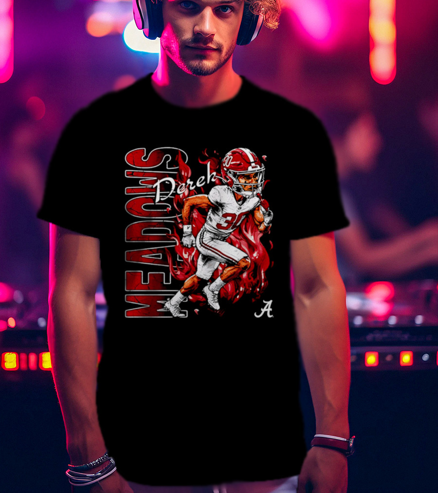 Derek Meadows Alabama Football NCAA Caricature Crimson Tide Player No. 30 T-Shirt