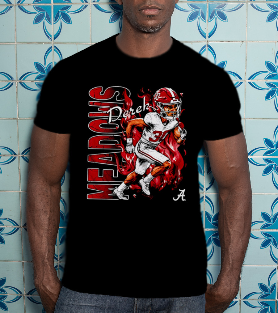 Derek Meadows Alabama Football NCAA Caricature Crimson Tide Player No. 30 T-Shirt