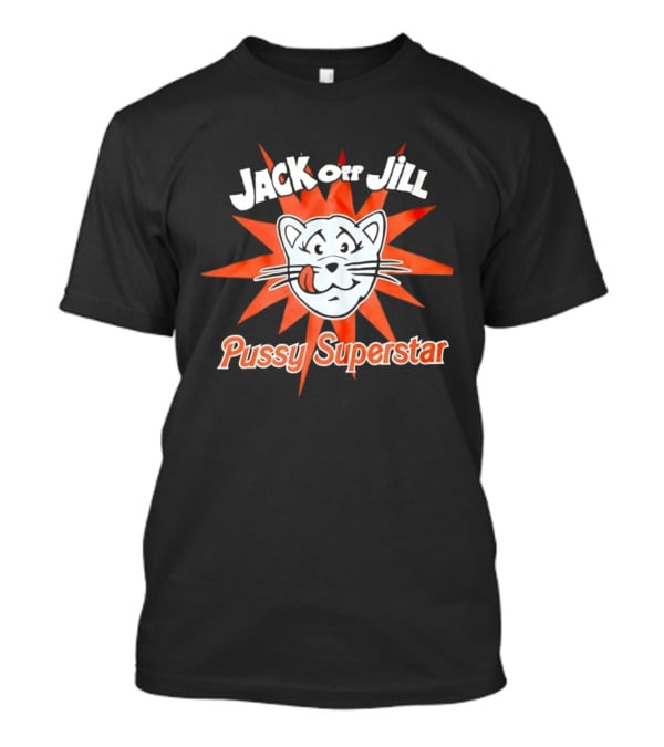 Jack Off Jill Pussy Superstar Retro Cat Face Sunburst T-Shirt