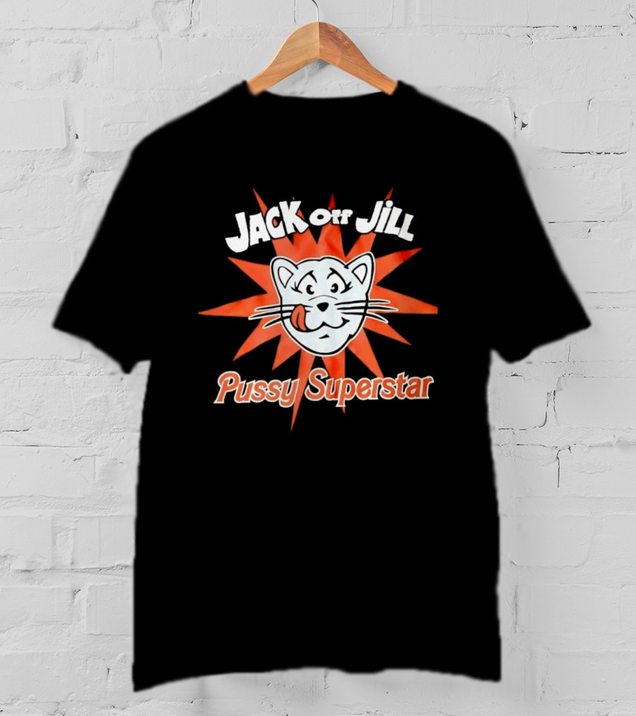 Jack Off Jill Pussy Superstar Retro Cat Face Sunburst T-Shirt