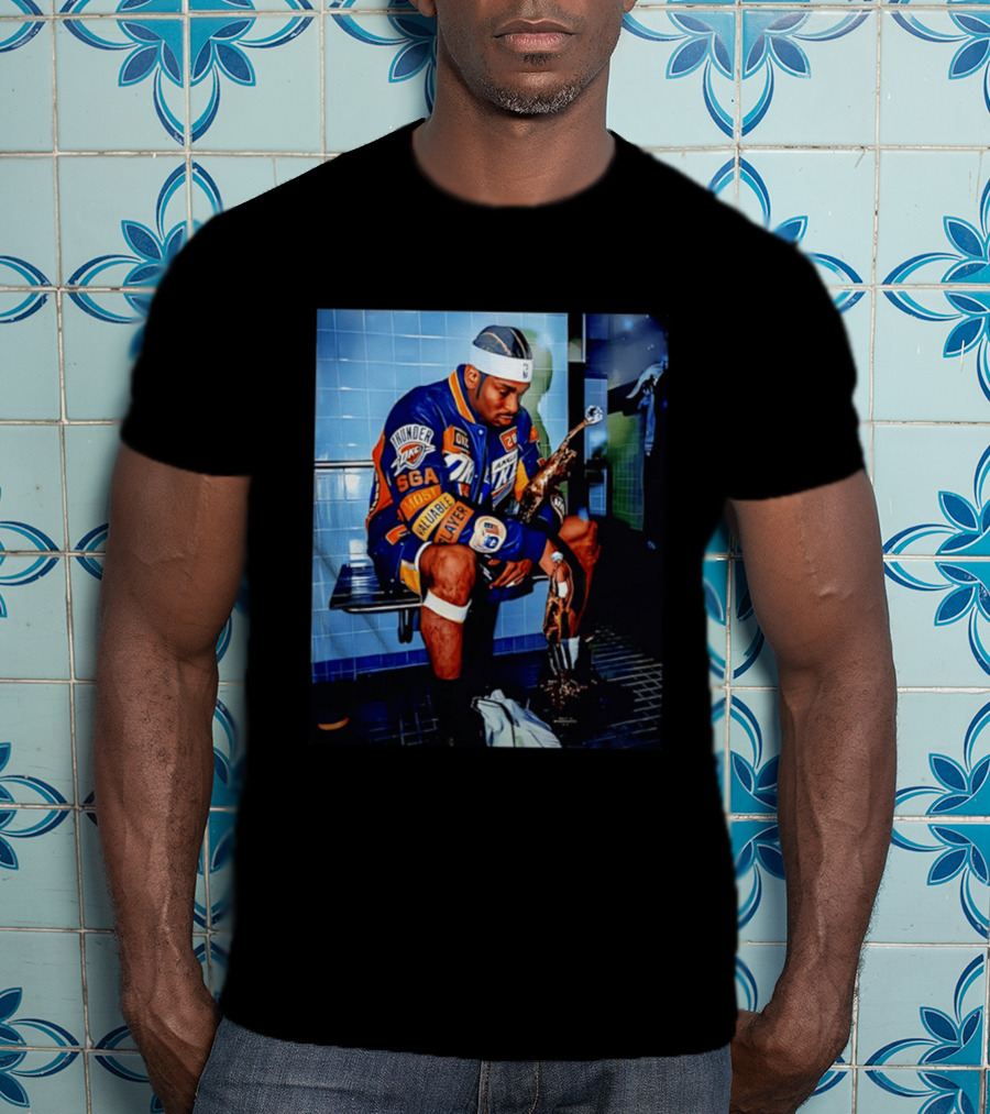 OKC Thunder Shai Gilgeous Alexander Back 2 Back MVP 2026 Locker Room Photo T-Shirt