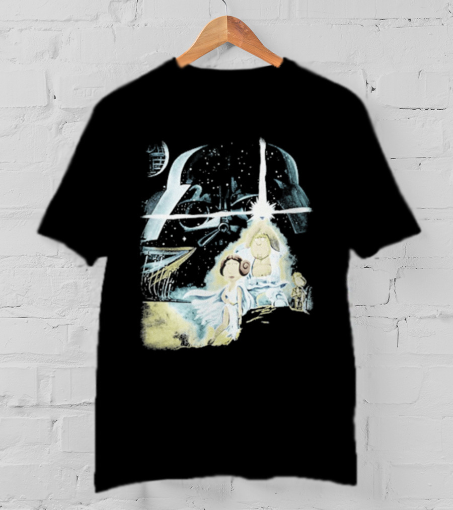 Star Wars Family Guy Princess Leia Lightsaber Spaceship Moon T-Shirt
