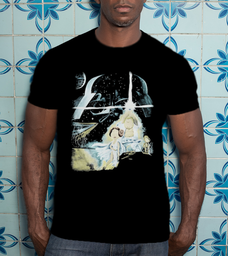 Star Wars Family Guy Princess Leia Lightsaber Spaceship Moon T-Shirt