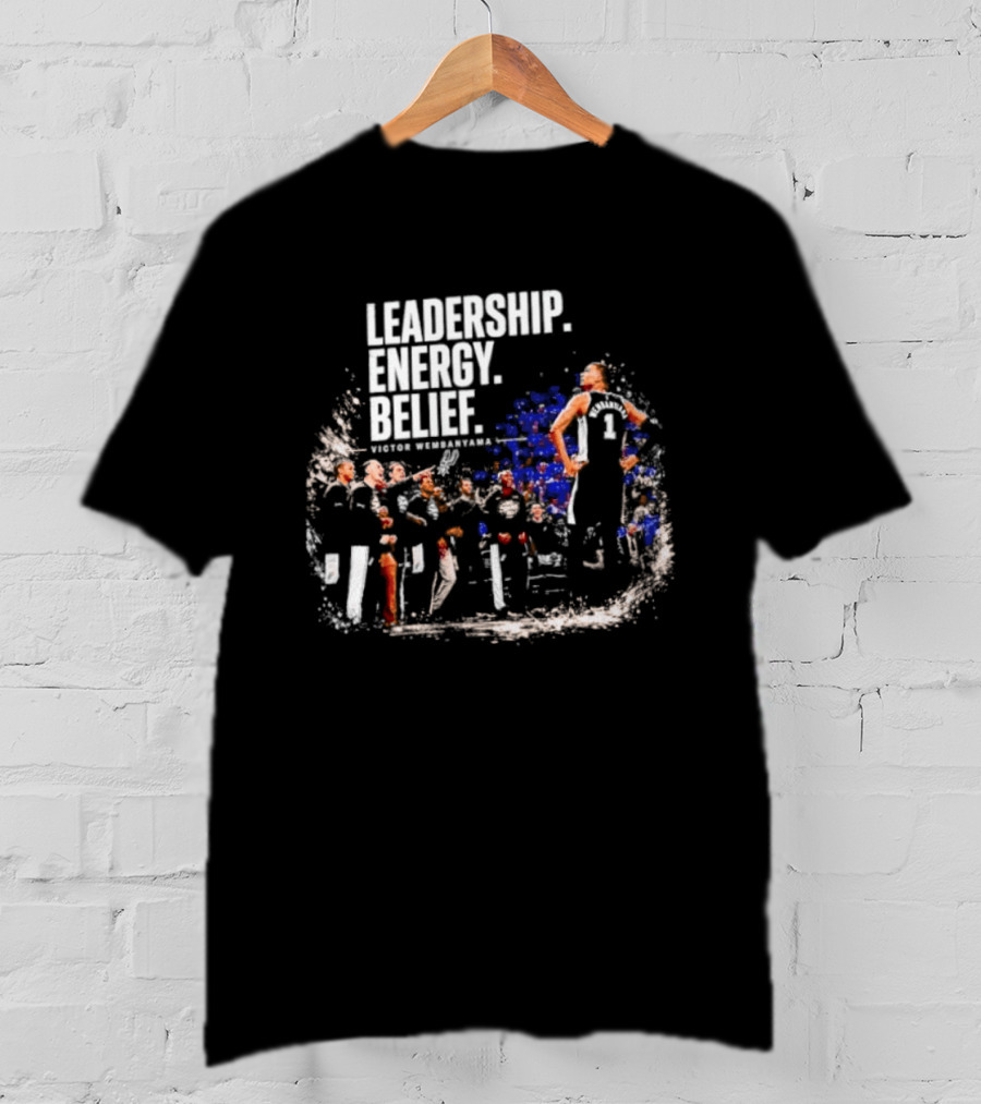 Leadership Energy Belief Victor Wembanyama Basketball Team Triumph T-Shirt