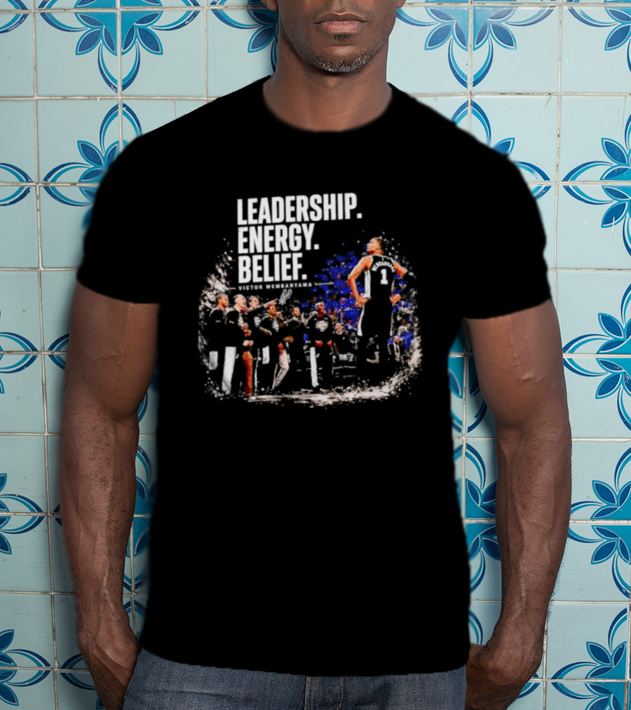 Leadership Energy Belief Victor Wembanyama Basketball Team Triumph T-Shirt
