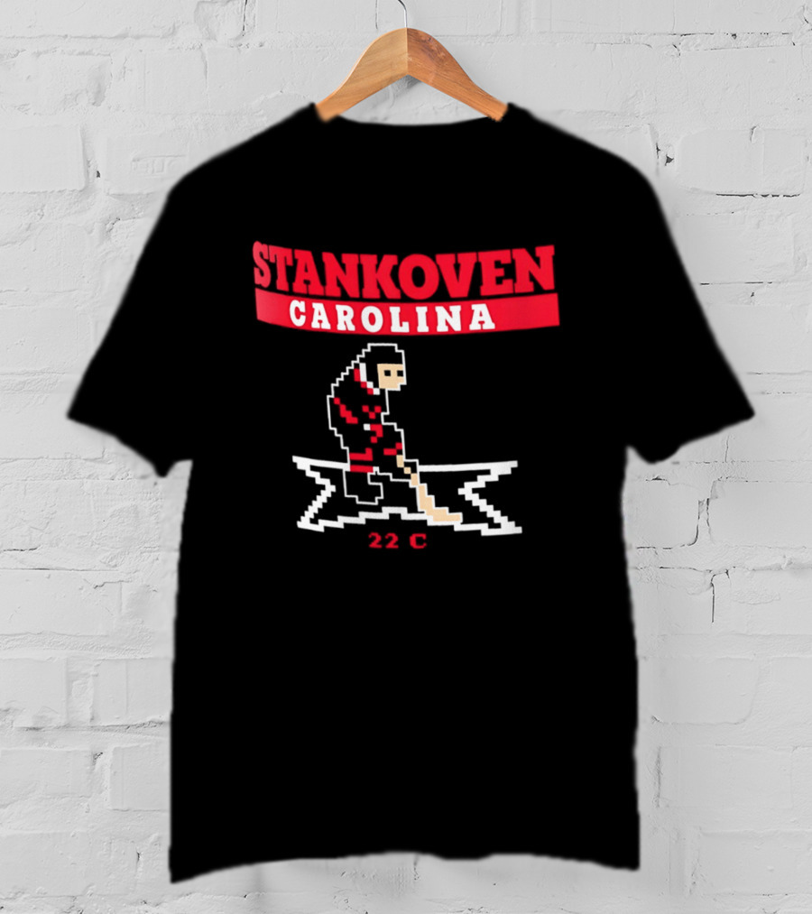 Logan Stankoven Carolina Hurricanes 22C Pixel Hockey T-Shirt