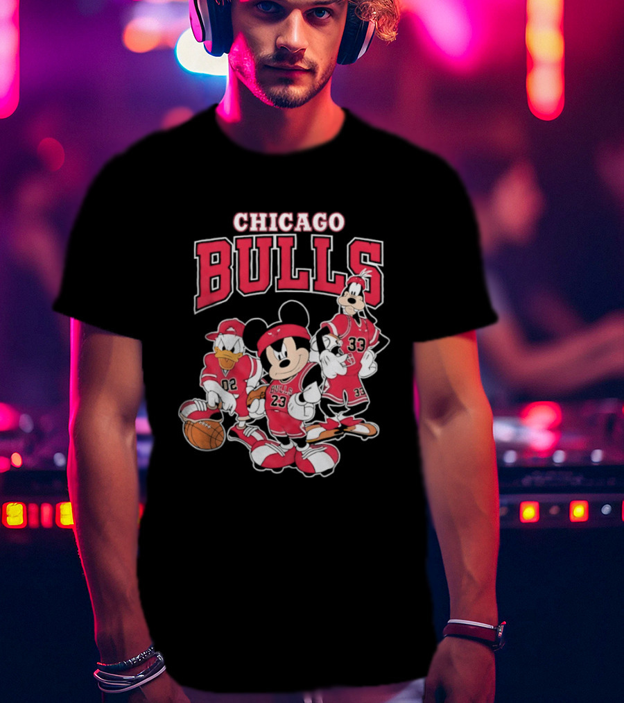 Mickey Mouse Donald Duck Goofy Chicago Bulls Jerseys Basketball T-Shirt