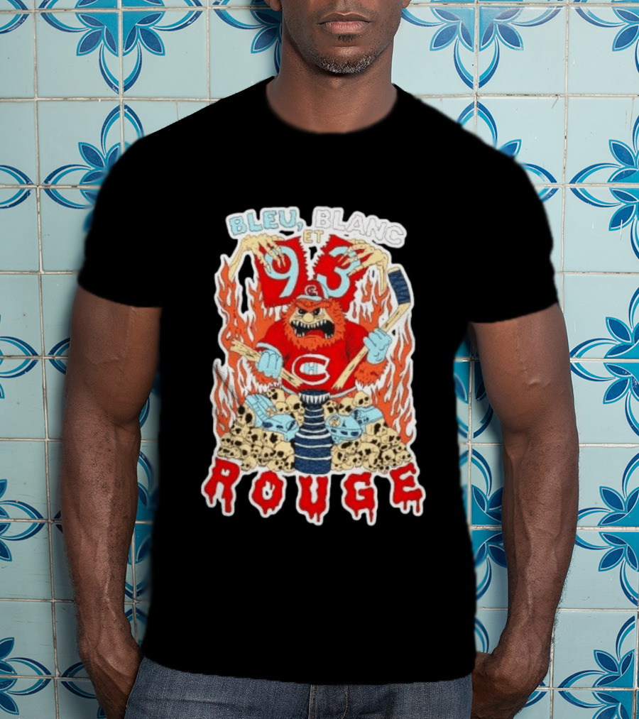 Bleu Blanc Et Rouge 93 Canadiens Hockey Monster T-Shirt