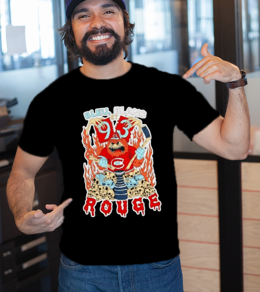 Bleu Blanc Et Rouge 93 Canadiens Hockey Monster T-Shirt